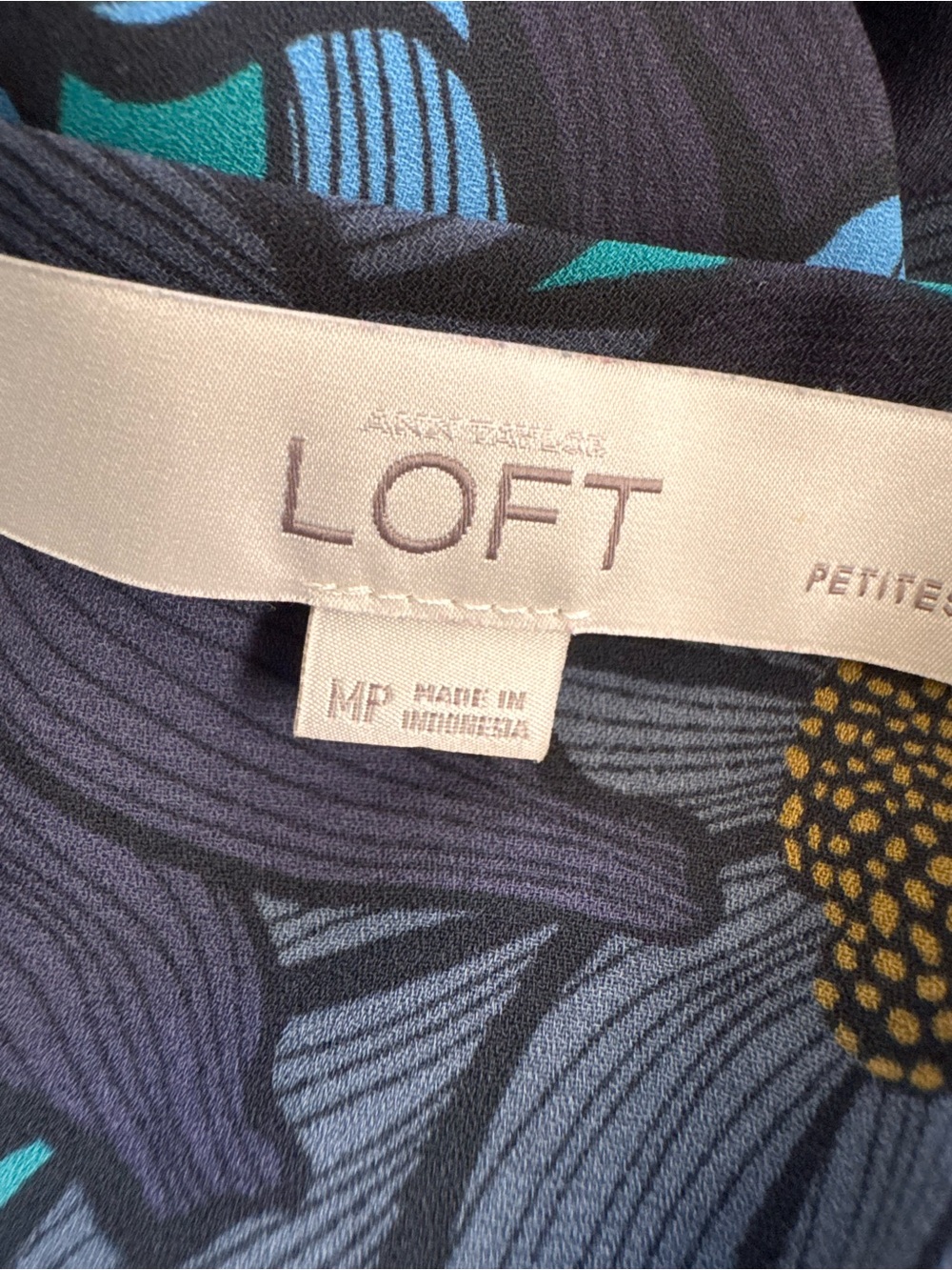 LOFT Teal, Blue & Yellow Floral Top - Picture 3 of 7